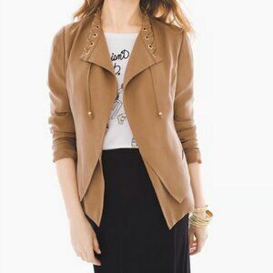 Chicos golden brown rope neck accent jacket size 2